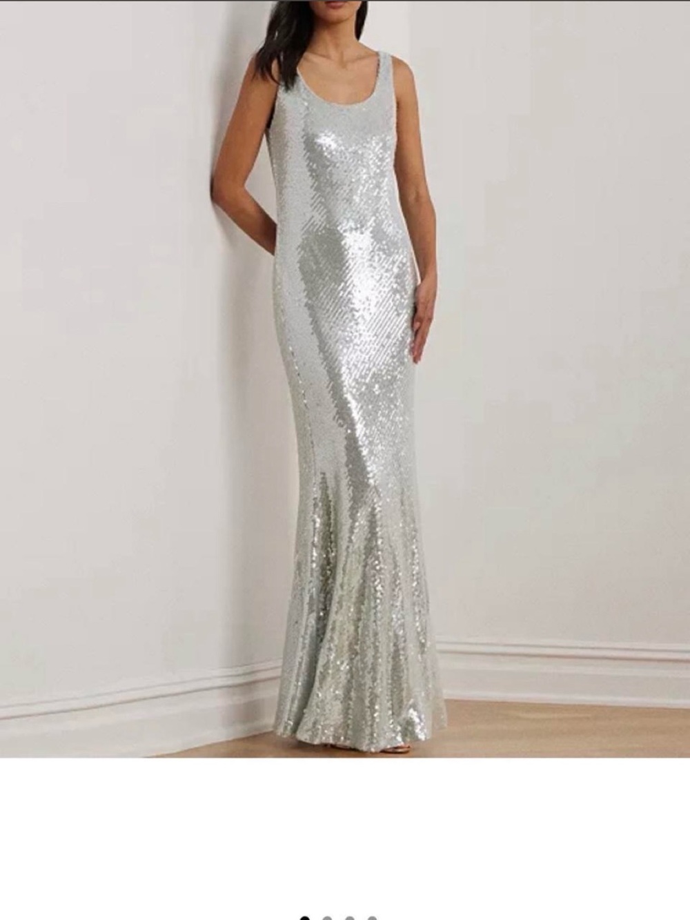 Polo by Ralph Lauren Silver Sequin Maxi Dress